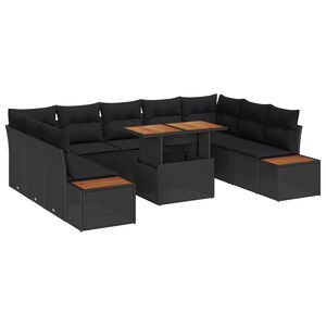 vidaXL Gartensofa-set 10 Stk. Schwarz Poly-Rattan