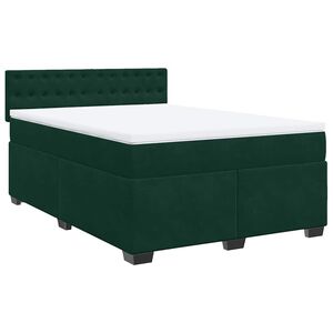 vidaXL Boxspringbett mit Matratze Dunkelgr&uuml;n 140x200 cm Samt