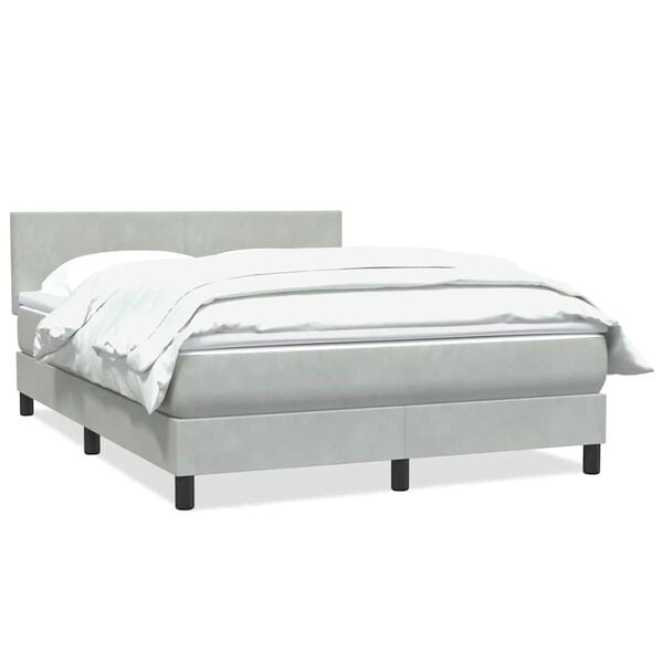 vidaXL Boxspringbett mit Matratze Hellgrau 160x210 cm Samt