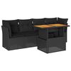 vidaXL 5-tlg. Garten-Sofagarnitur mit Kissen Schwarz Poly Rattan