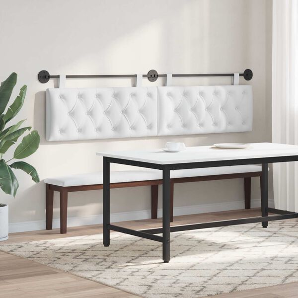 vidaXL H&auml;ngevorderseite Wandmontiert Wei&szlig; 210 x 55 x 7 cm Stoff