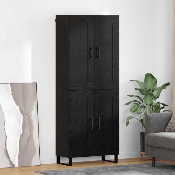 vidaXL Highboard Schwarz Eichen-Optik 69,5 x 34 x 180 cm Holzwerkstoff