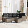 vidaXL Garten-Sofa-Set mit Kissen mit Speicher 7 pcs Grau Poly Rattan