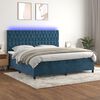 vidaXL Boxspringbett mit Matratze & LED Dunkelblau 200x200 cm Samt