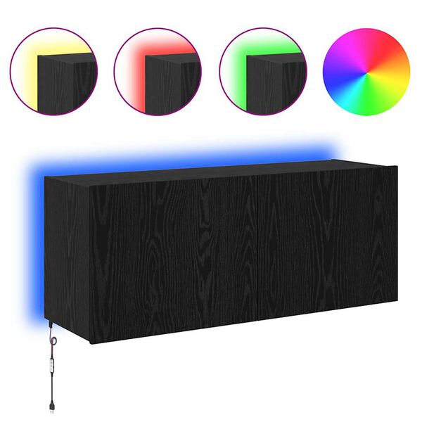 vidaXL TV-Wandschrank Schwarz Eichen-Optik 100 x 35 x 41 cm