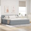 vidaXL Bett mit Stauraum und LED mit LED Hellgrau 200 x 200 cm Stoff