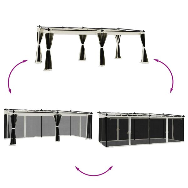 vidaXL Pavillon mit Netzwänden Creme 6x3 m Stahl