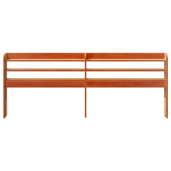 vidaXL Kopfteil mit Ablagen Wachsbraun 200 cm Massivholz Kiefer