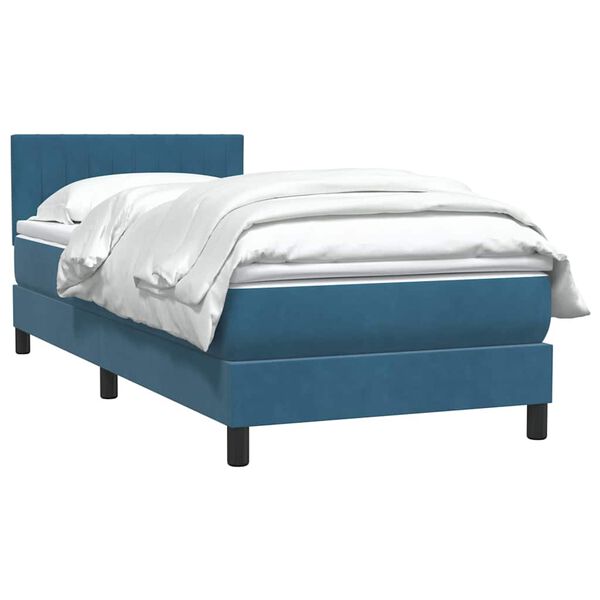 vidaXL Boxspringbett mit Matratze Dunkelblau 80x220 cm Samt