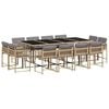 vidaXL 13-tlg. Garten-Essgruppe mit Kissen Beigemischung Poly Rattan