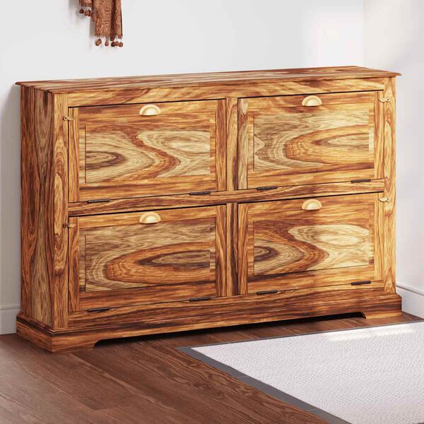 vidaXL Schuhschrank 140 x 35 x 90 cm Massivholz Akazie