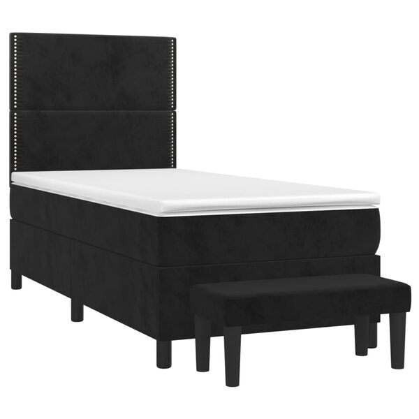 vidaXL Boxspringbett mit Matratze Schwarz 100x200 cm Samt