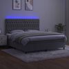 vidaXL Boxspringbett mit Matratze & LED Hellgrau 160x200 cm Samt