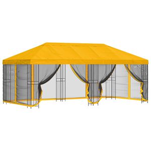 vidaXL Pavillon mit Seitenw&auml;nden 6 x 3 m Gelb Polyester und Stahl 190