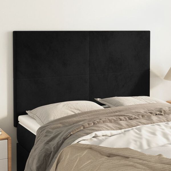 vidaXL Kopfteil Schwarz 144x5x118/128 cm Samt