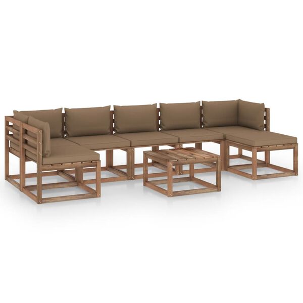 vidaXL 8-tlg. Garten-Lounge-Set mit Taupe Kissen