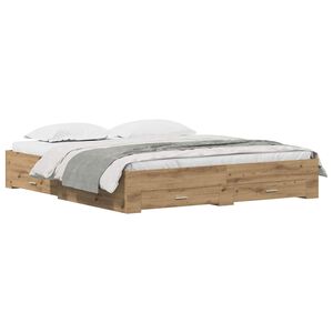 vidaXL Bettrahmen Artisan-Eiche 180 x 200 cm Holzwerkstoff