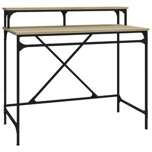 vidaXL Schreibtisch Sonoma-Eiche 100x50x90 cm Holzwerkstoff und Eisen