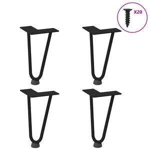 vidaXL Haarnadelbeine f&uuml;r Couchtisch 4 Stk. Schwarz 20 cm Massivstahl