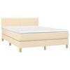 vidaXL Boxspringbett mit Matratze Creme 140x190 cm Stoff