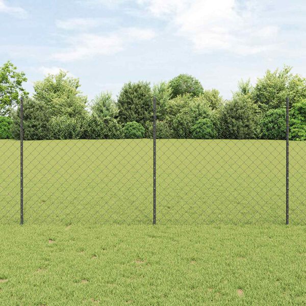 vidaXL Zaun mit Pfosten Grau 1,2 x 25 m Stahl und PVC