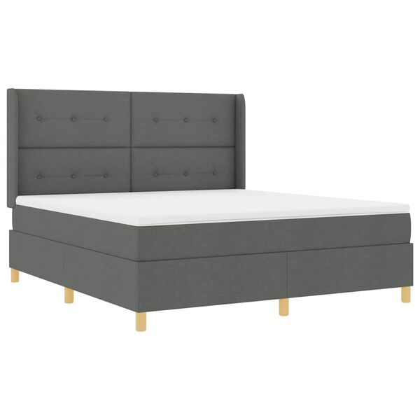 vidaXL Boxspringbett mit Matratze mit Kopfteil Grau 140 x 200 cm Stoff
