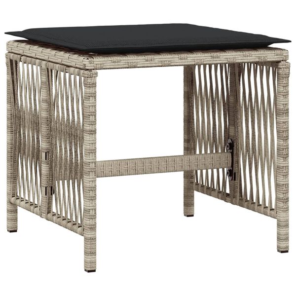 vidaXL 11-tlg. Garten-Essgruppe mit Kissen Hellgrau Poly Rattan