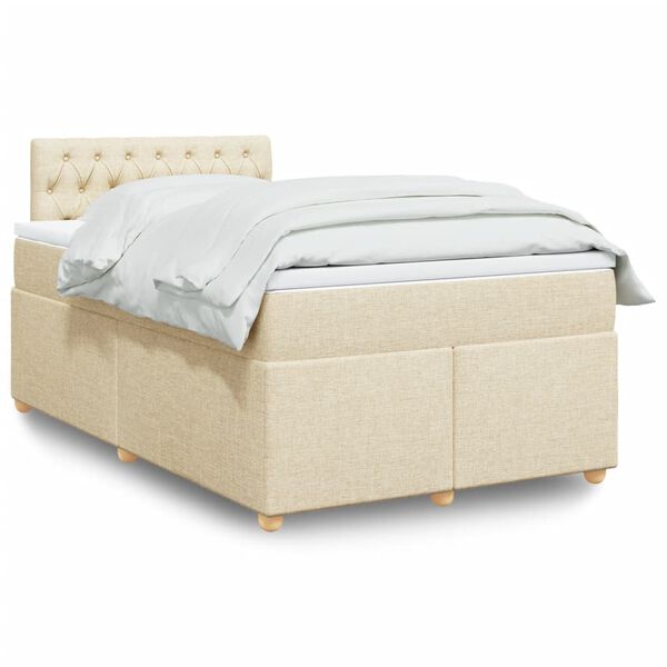 vidaXL Boxspringbett mit Matratze Creme 120x190 cm Stoff