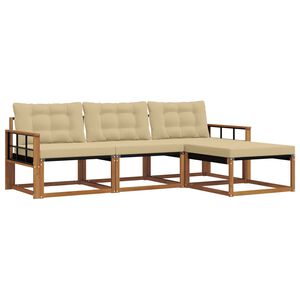 vidaXL Outdoor-Sofagarnitur mit Kissen 4 pcs Natur und Beige
