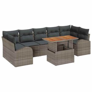 vidaXL Garten-Sofa-Set mit Kissen 8 pcs Grau