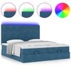 vidaXL Ottoman-Bett mit Matratzen & LEDs Dunkelblau 160x200 cm Samt