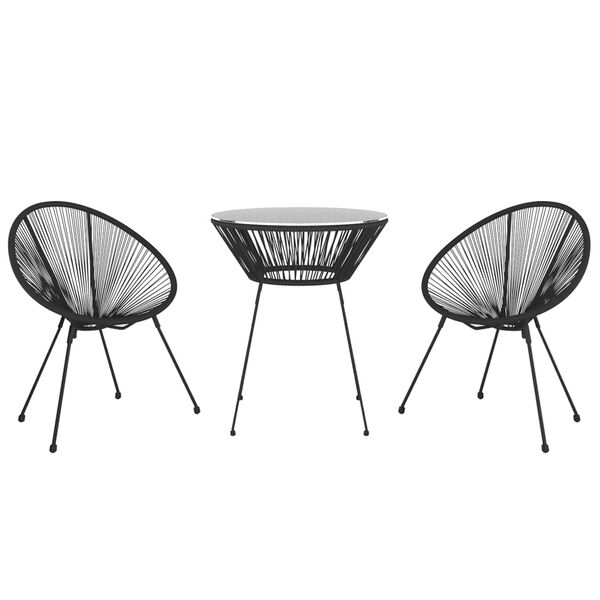 vidaXL 3-tlg. Garten-Essgruppe PVC Rattan Schwarz