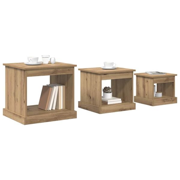 vidaXL Couchtisch 3 pcs Artisan-Eiche Holzwerkstoff