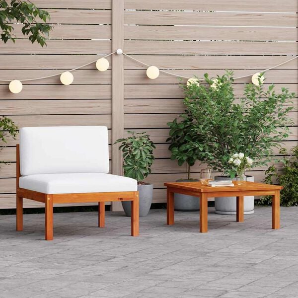 vidaXL 2-teiliges Garten-Lounge-Set mit Kissen Holz Akazie & Seil