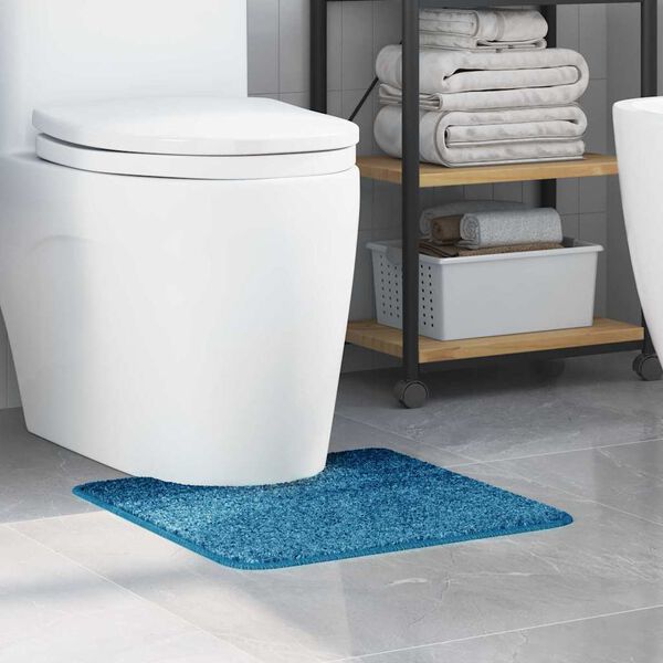 vidaXL Rutschfeste Badematte mit Toilettenausschnitt Blau 50 x 50 cm