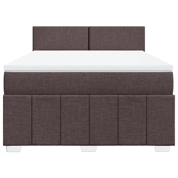 vidaXL Boxspringbett mit Matratze Dunkelbraun 160x200 cm Stoff