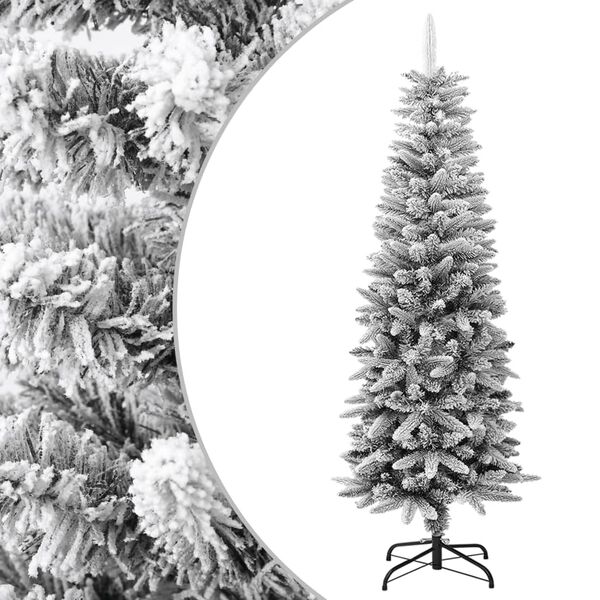 vidaXL K&uuml;nstlicher Weihnachtsbaum Schlank mit Schnee 150 cm PVC & PE