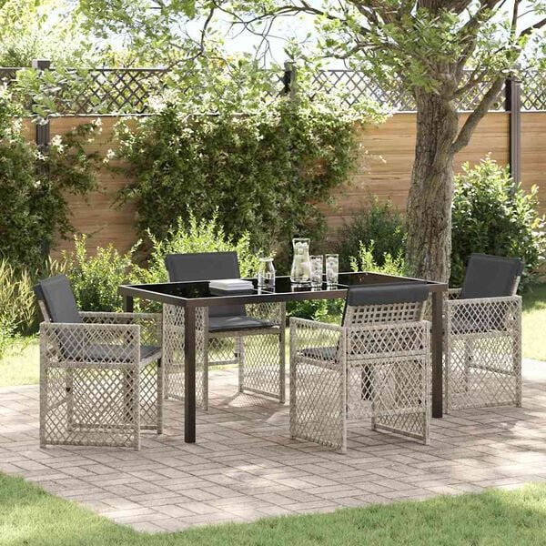 vidaXL Garten Essgruppe 5 pcs Hellgrau Poly-Rattan
