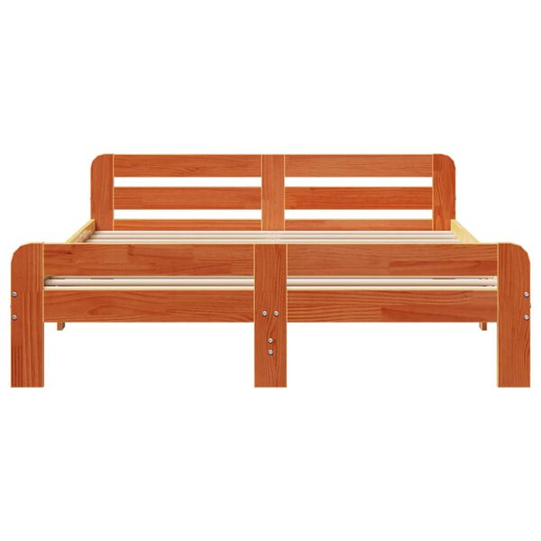 vidaXL Massivholzbett ohne Matratze Wachsbraun 150x200 cm Kiefernholz