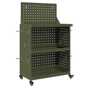 vidaXL Werkzeugwagen Olivgr&uuml;n 65 x 35 x 111 cm Kaltgewalzter Stahl