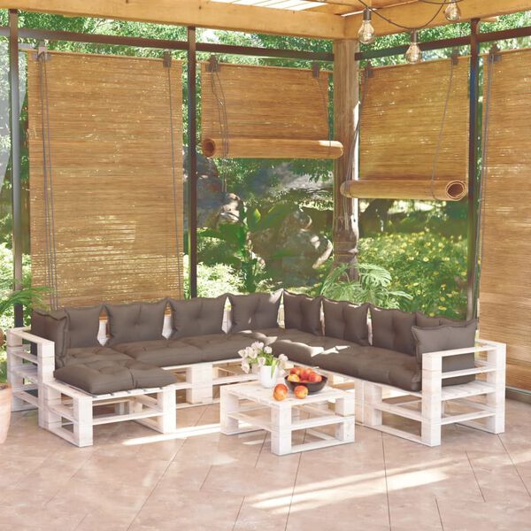 vidaXL 9-tlg. Garten-Lounge-Set aus Paletten mit Kissen Kiefernholz