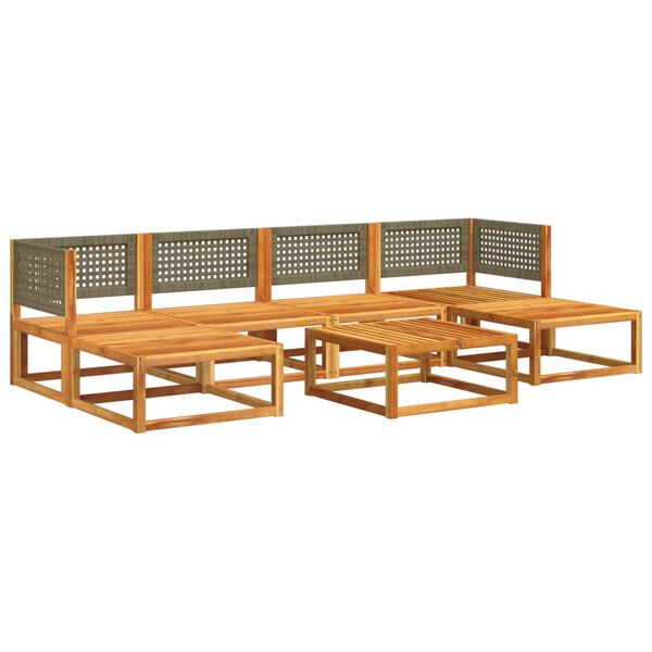 vidaXL 7-tlg. Gartensofa-Set mit Kissen Holz Akazie & Rattan