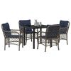 vidaXL Garten Essgruppe mit Kissen 5 pcs Grau und Schwarz Rattan