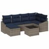 vidaXL Sofa Set mit Kissen 7 pcs Grau und Marineblau Poly-Rattan