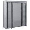 vidaXL Stoffschrank mit F&auml;chern Kleiderstangen Grau 150x45x176cm