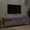 vidaXL TV-Wandschr&auml;nke mit LED-Leuchten 2 Stk. Sonoma-Eiche 80x30x40cm