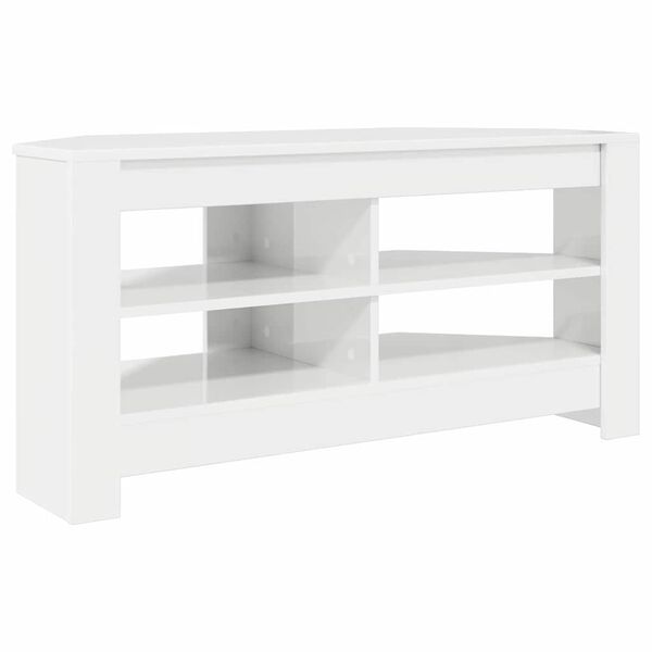 vidaXL EckTVSchrank Hochglanz Wei&szlig; 102 x 40,5 x 45 cm Holzwerkstoff