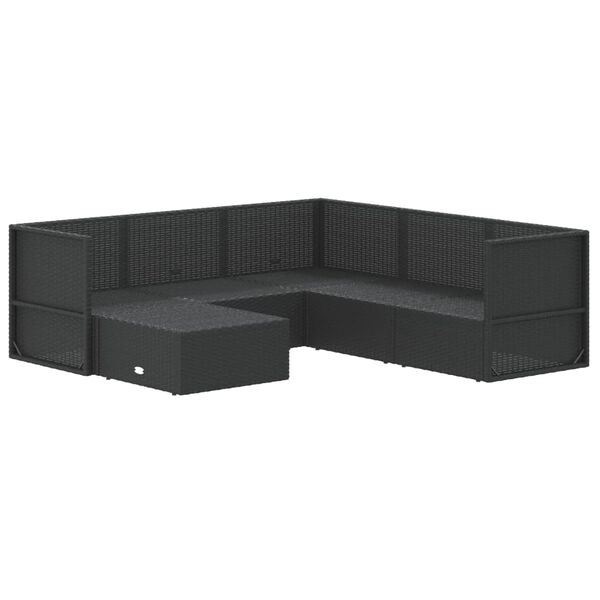 vidaXL 6-tlg. Garten-Lounge-Set mit Kissen Schwarz Poly Rattan