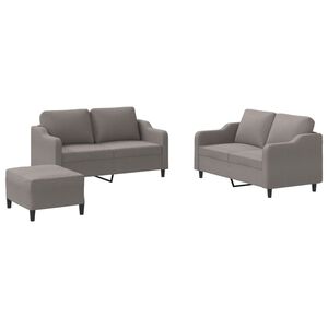 vidaXL 3-tlg. Sofagarnitur mit Kissen Taupe Stoff