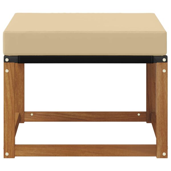 vidaXL Outdoor-Fu&szlig;hocker Massivholz Akazie und Textilene-Stoff Natur